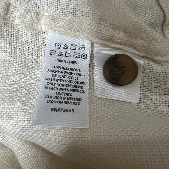 Nicole Miller 100% Linen Shacket Medium Jacket Cream Woven Coastal Chic Relaxed - Picture 7 of 7